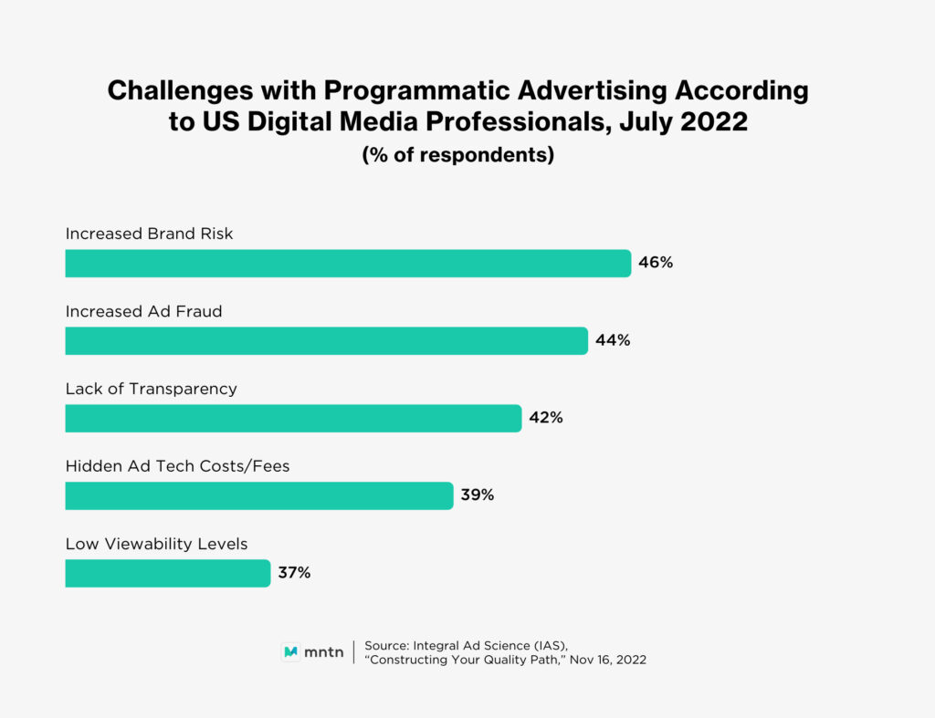 Challenges with Porgrammatic Advertising According to US Digital Media Professionals, July 2022 (% of respondents)